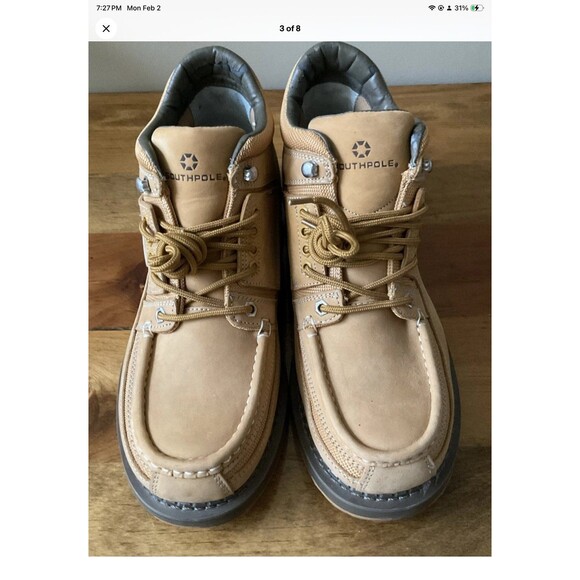 SouthPole VTG Y2K Brown Leather Work Boots Lace Up Sz 10.5 main image 6